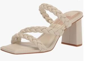 Dolce Vita Pang Heeled Sandals Ivory Stella Size 8 NIB Braided Slip On Strappy